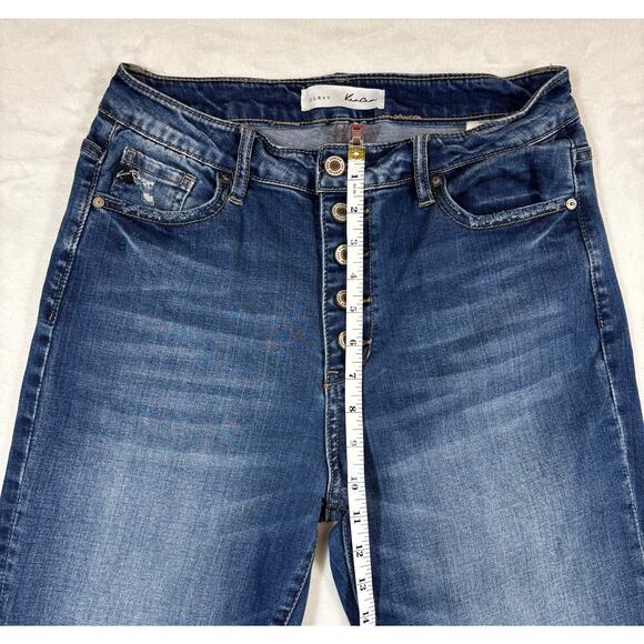 KanCan Curvy Midrise Skinny Denim Jeans Button Fly Distressed Stretch size 9/28 - Picture 4 of 9